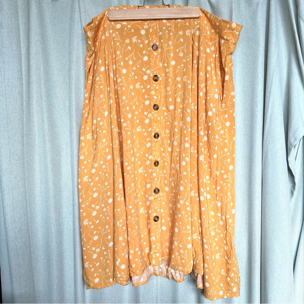 Torrid Mustard Yellow Floral Challis Button Midi Skirt